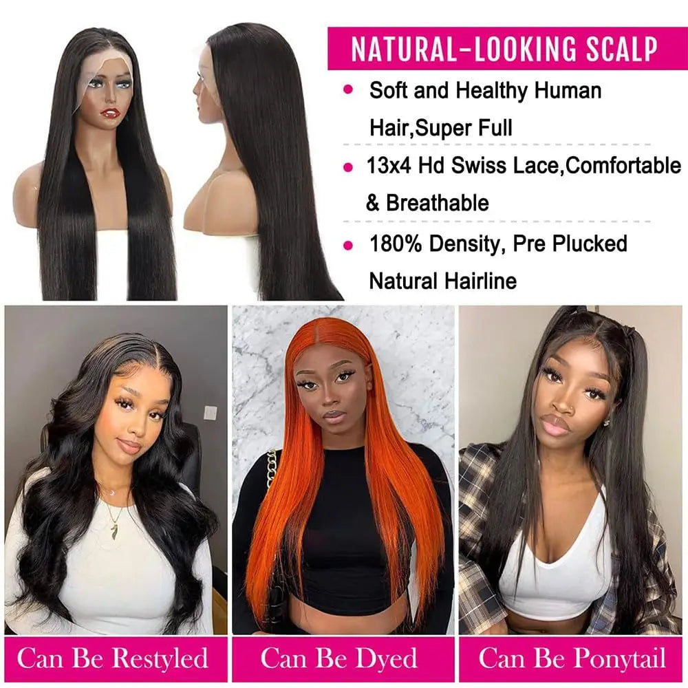 Glamouröse Naturhaar Lace Front Perücke | Luxuriöse Brazilian Virgin Human Hair Wig