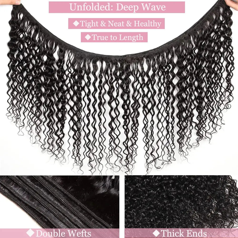 LavishBeauty Deep Wave Brazilian Bundles mit 13x4 Frontal