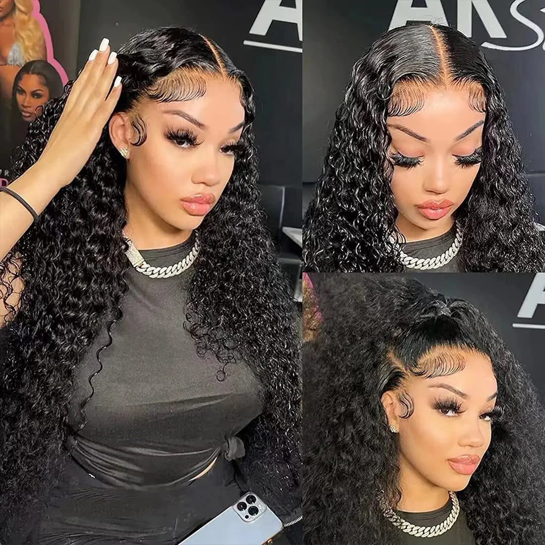 "Meerwasser-Wave Lace Front Perücken Echthaar 13x4 HD Lace Frontal Perücken für Frauen Echthaar 180% Dichte Nass und Wellige Echthaarperücken"