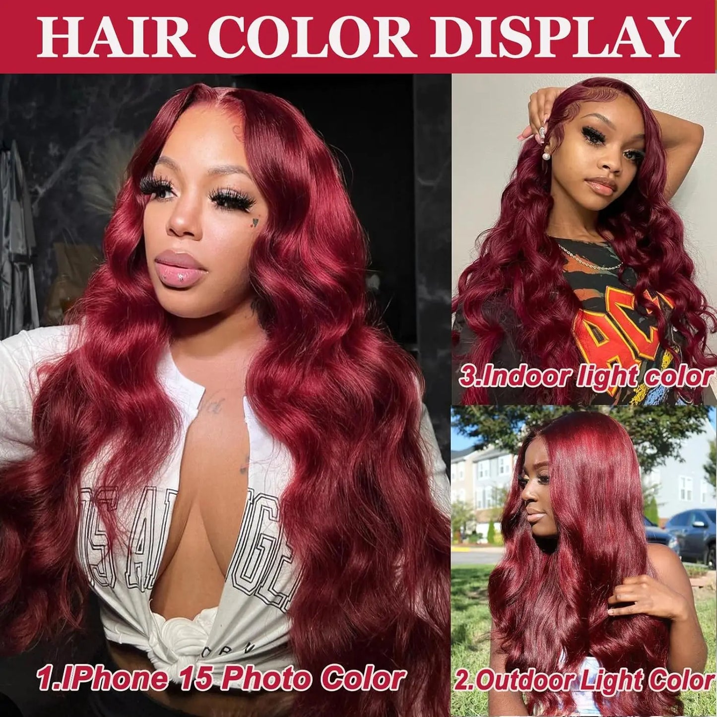 Seductive 99J Burgundy Lace Front Wig Human Hair - 30 inches