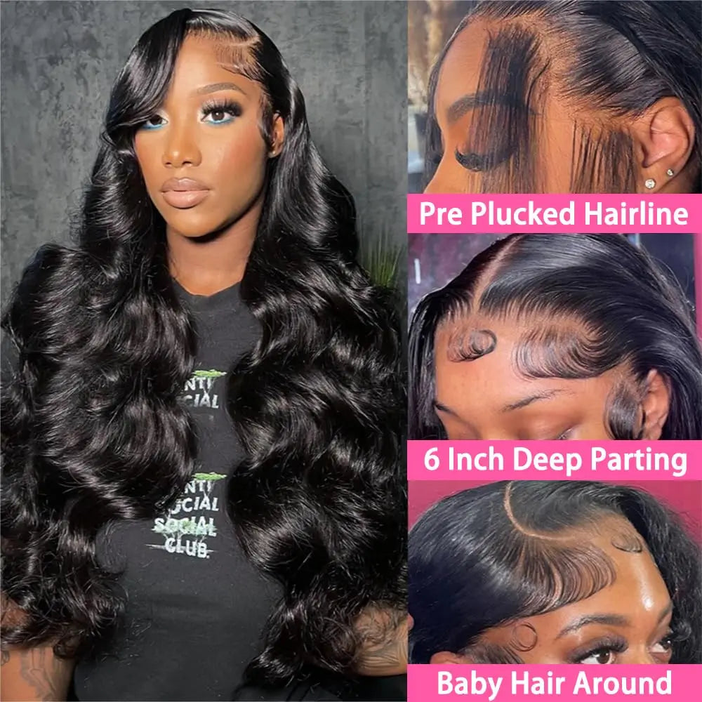 "Lockenpracht Deluxe" 30 Zoll Spitzenfront-Perücke aus Echthaar in Body Wave für Damen