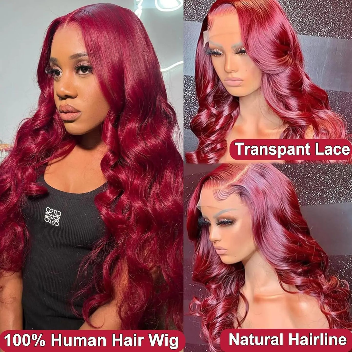 Seductive 99J Burgundy Lace Front Wig Human Hair - 30 inches