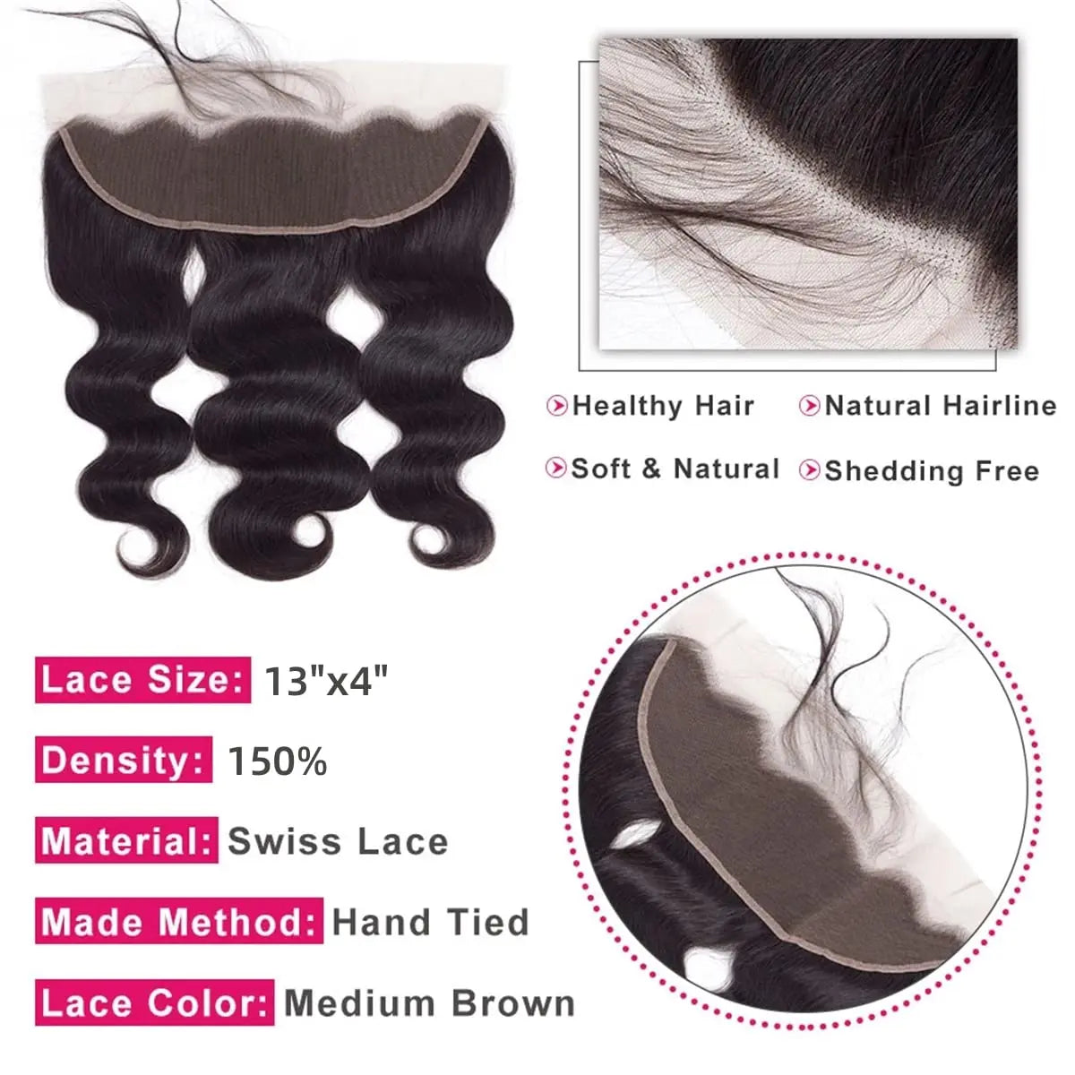 LavishBeauty Body Wave Brazilian Virgin Hair Bundles mit HD Lace Frontal