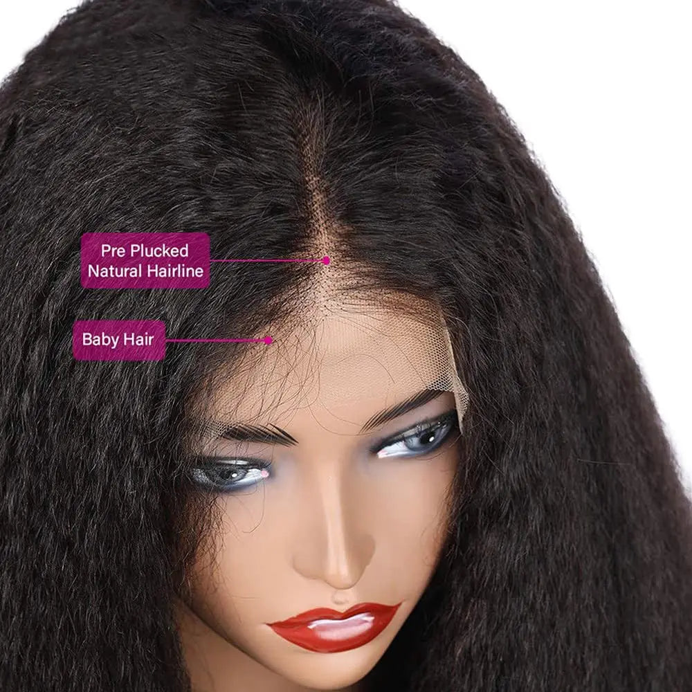 Kinky Straight Echthaar Lace Front Perücke 13x4 - Glueless 150 Dichte - Brasilianische Lace Front Perücke