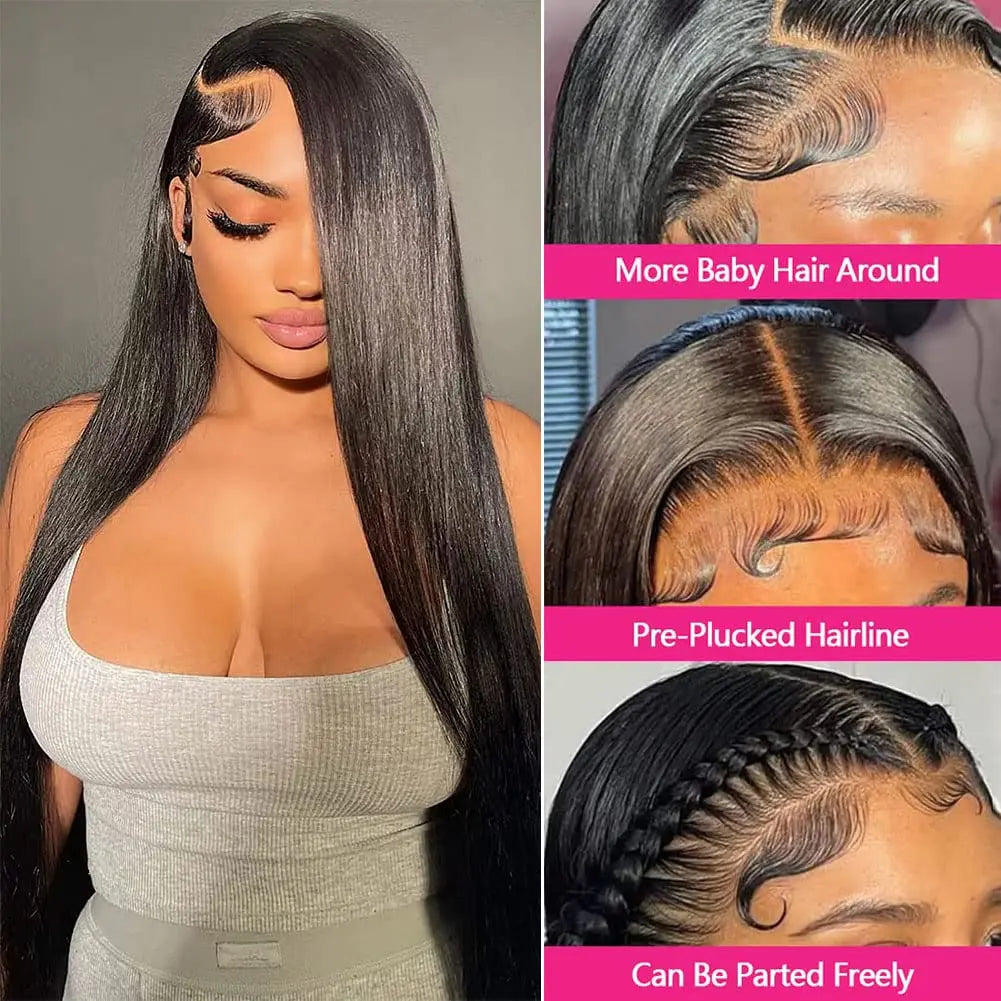 "MagicLocken - Echthaar Lace Front Perücke 26 Zoll, 180% Dichte, HD Transparent, vorgezupft, Brasilianische Virgin Frontal Perücke für Frauen"