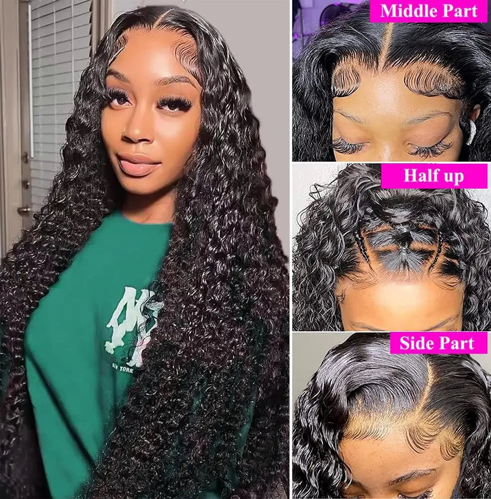 LavishBeauty Deep Wave Bundles mit Transparentem 13x4 Lace Frontal