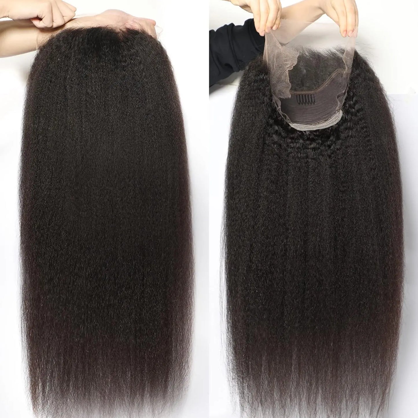 Kinky Straight Lace Front Echthaar Perücke mit Babyhaar - 150% Dichte - 26 28 Zoll