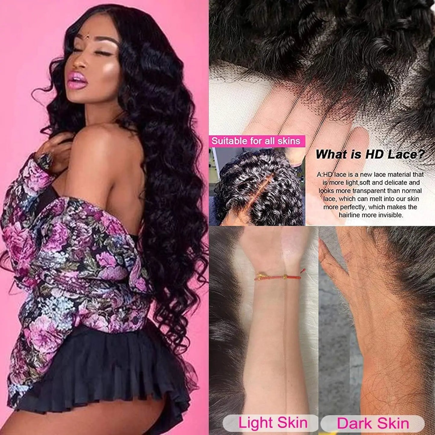 "Lockige Deep Wave Lace Front Perücken Echthaar 30 Zoll - Natürliche Farbe - xbeauty"