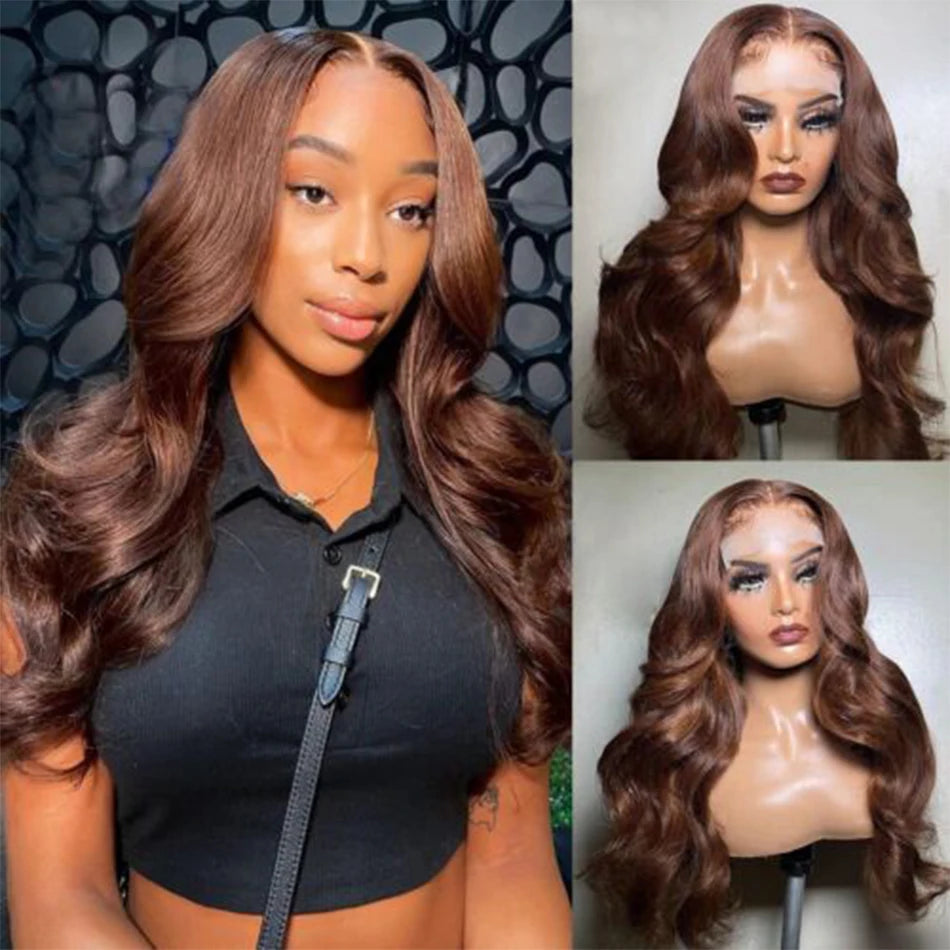 Hair Beauty: Luxuriöse 13x4 HD Lace Front Perücken - Brazilian Virgin Lace Wig #4 Dunkelbraun