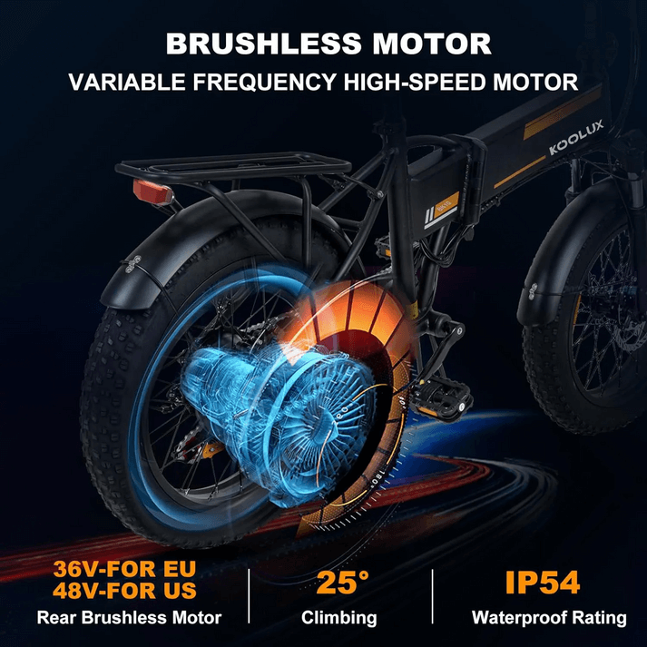 LavishApe KOOLUX KL-BK10 Klapprad E-Bike Bürstenloser Motor, IP54 wasserfest, 25° Steigungswinkel