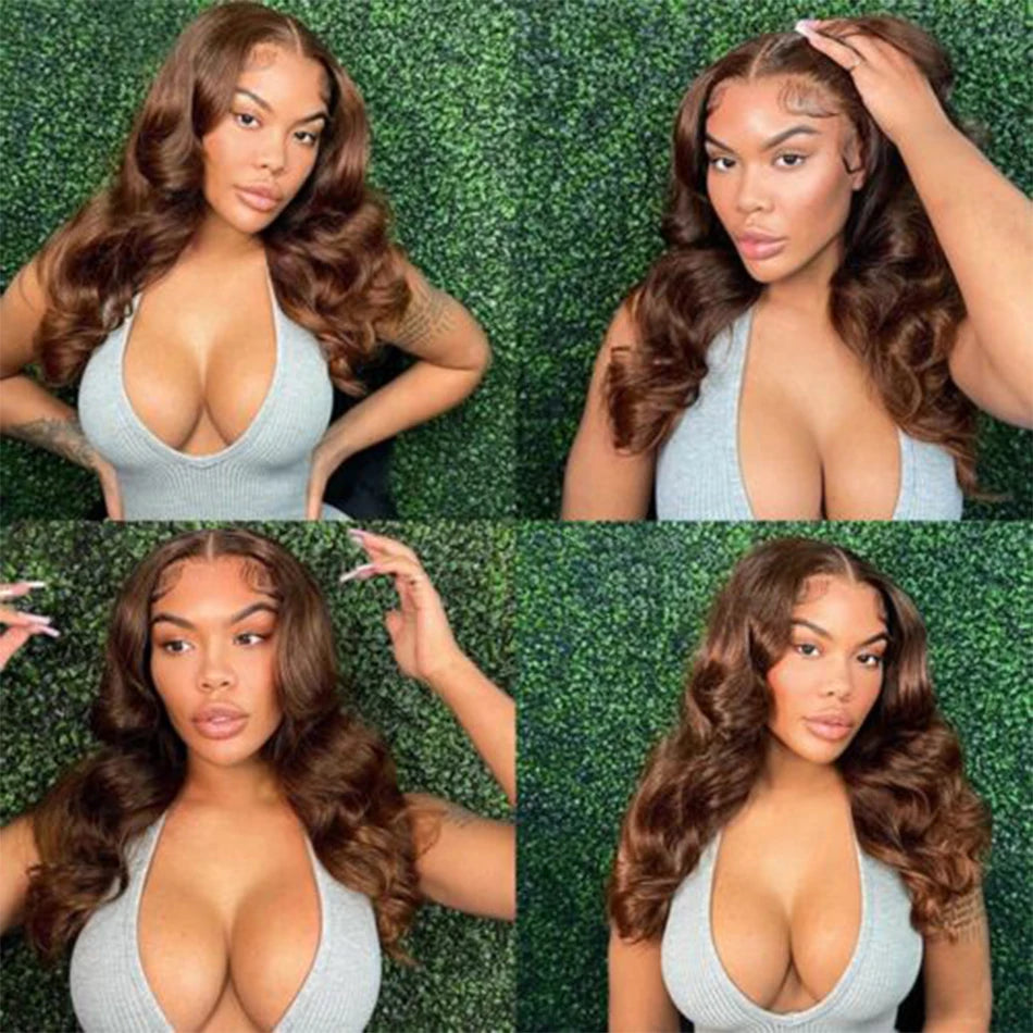 Hair Beauty: Luxuriöse 13x4 HD Lace Front Perücken - Brazilian Virgin Lace Wig #4 Dunkelbraun