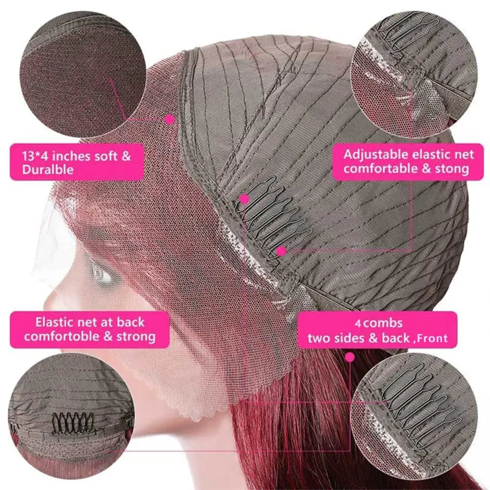 Sinnhafter 99J Burgundy Lace Front Echthaarperücke für Frauen