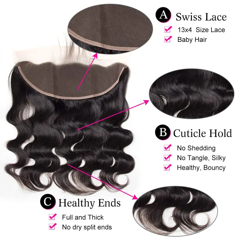 LavishBeauty Body Wave Bundles mit 13x4 HD Lace Frontal