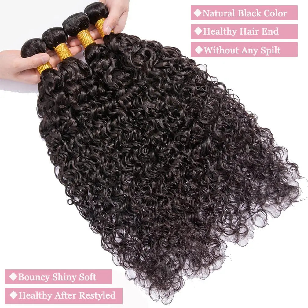 LavishBeauty Deep Wave Brazilian Bundles mit 13x4 Frontal