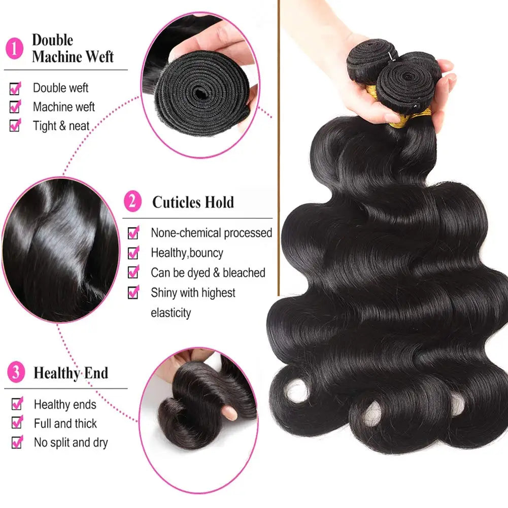 LavishBeauty Brazilian Body Wave Virgin Hair Bundles mit 13x4 HD Lace Frontal