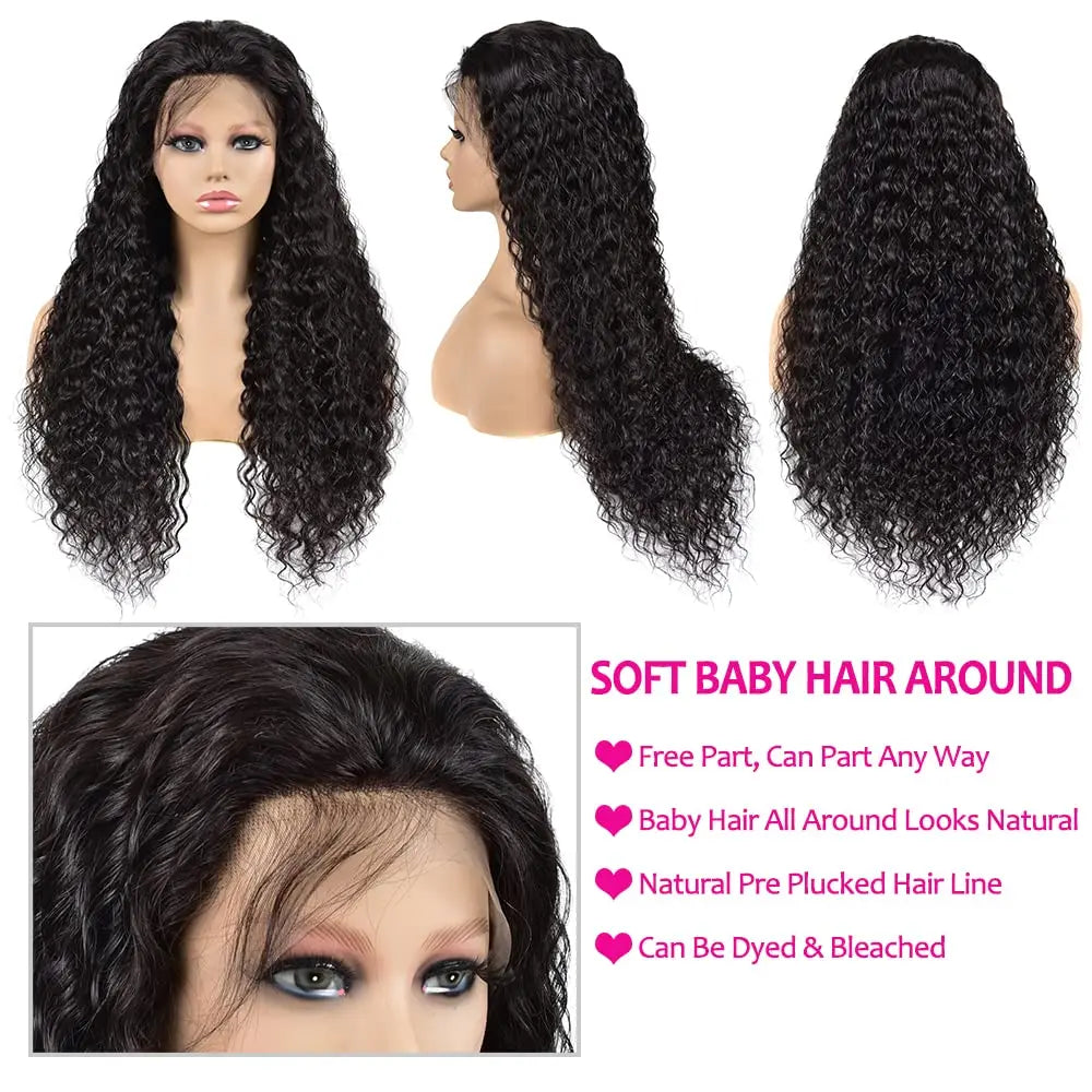 Brazilian Deep Wave Curly Menschliche Haarperücke - 13x4 Spitzenfrontperücke