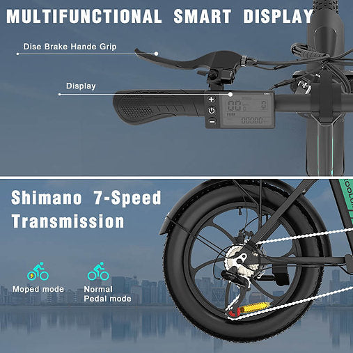 LavishApe KOOLUX KL-BK6S Shimano 7-Gang-Schaltung und Multifunktionales LCD-Display.