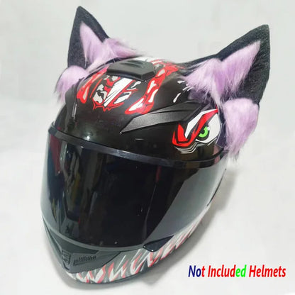 Motorcycle Electric Helmet Decoration 3D Stereo Wolf Ears Plush Foldable Motorbike Helmet Accessories Stickers Cosplay Styling