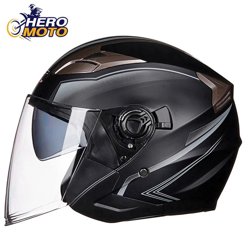 Half face motorcycle helmet with double visor – stylish protection for all seasons