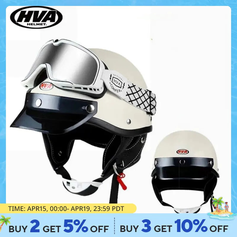 New Japanese Retro Motorcycle Helmet Motorcycle Helmet for Harley Four Seasons Personality Scoop Helmet Electric Car Half Helmet