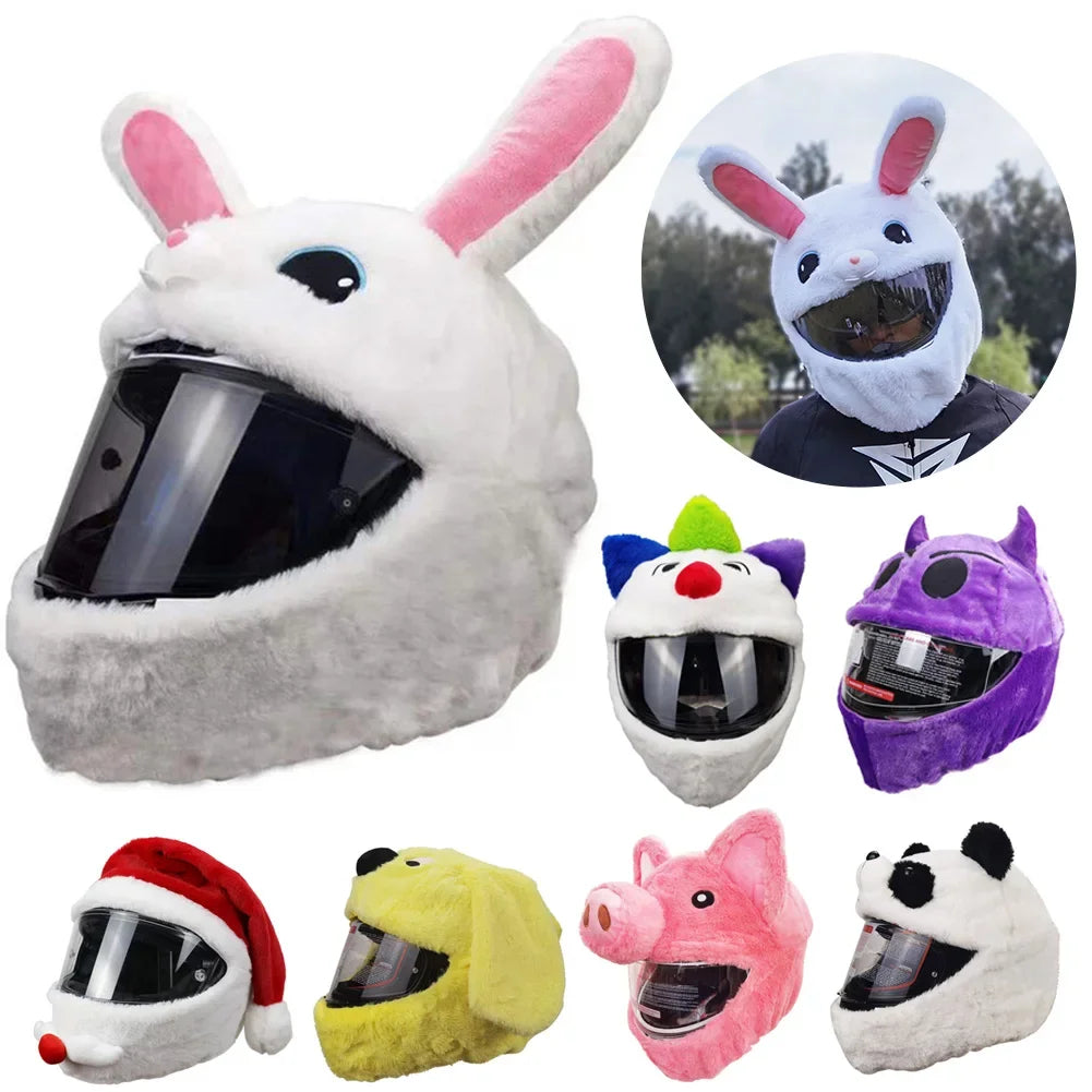 Motorcycle Helmet Covers Funny Cartoon Plush Helmet Protective Cover Helmet Full Face Covers for Personalized Helmets Party