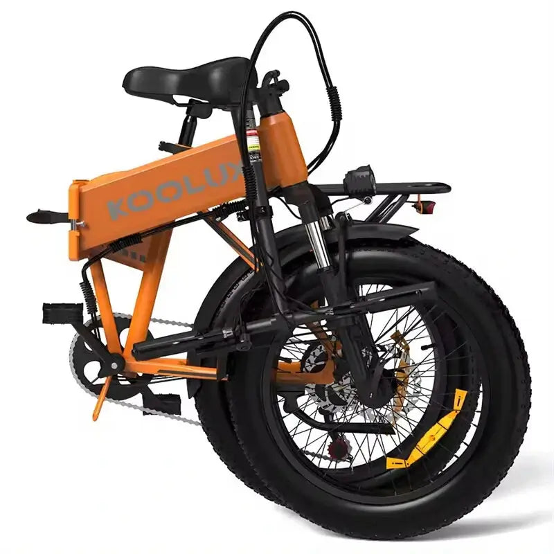 LavishApe KOOLUX KL-BK10S Klapprad E-Bike in Orange, zusammengeklappt, kompakte Größe für einfachen Transport