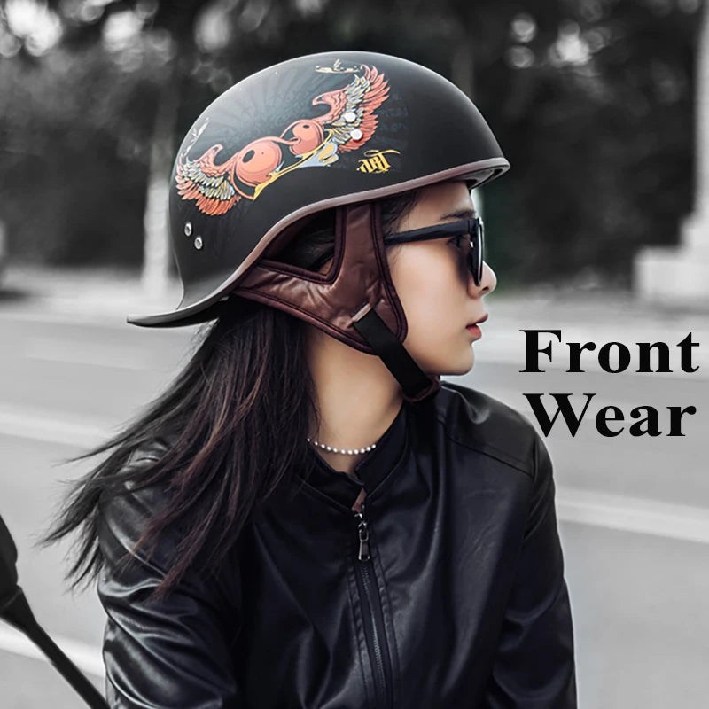 AD Retro Motorcycle Half Helmet Four Seasons for Harley Moto Helmet Open Face Motorbike Crash Helmets Casco Safety Cap