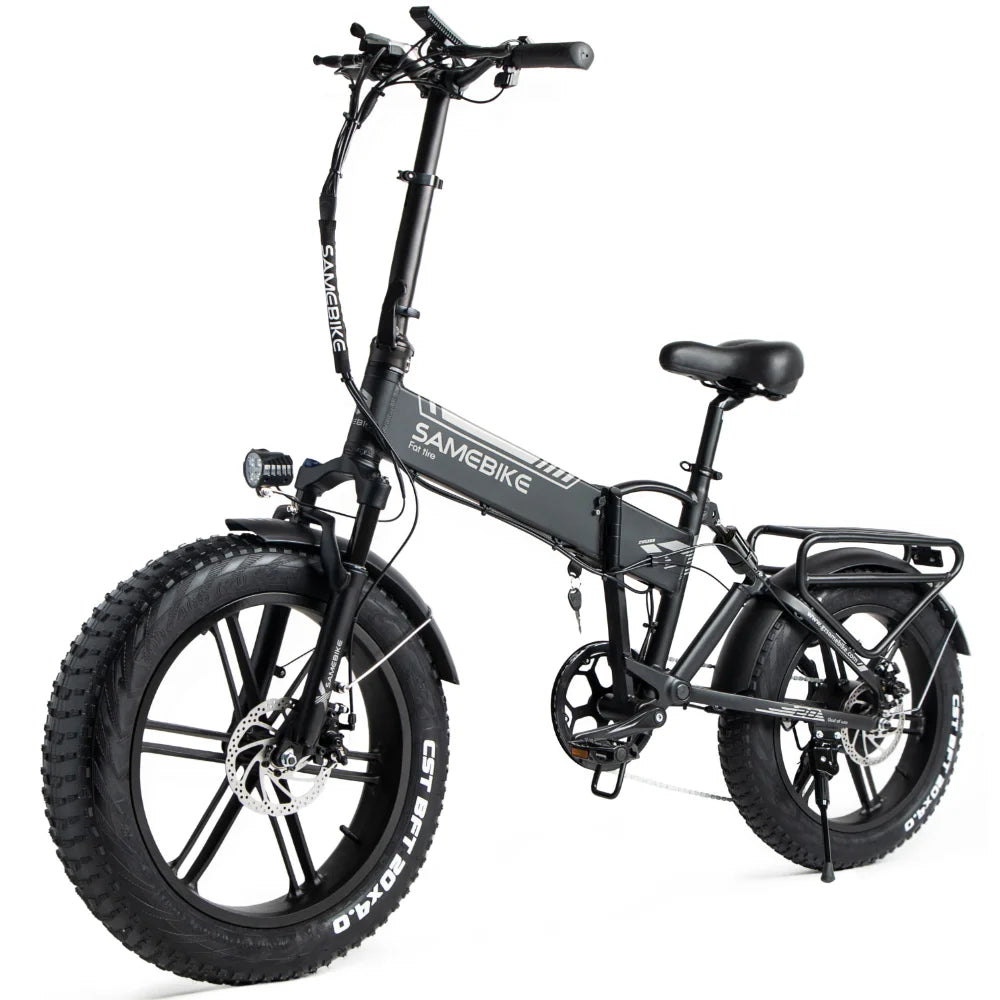 Schrägansicht des SAMEBIKE XWLX09 750W elektrisches Mountainbike, schwarzes Modell