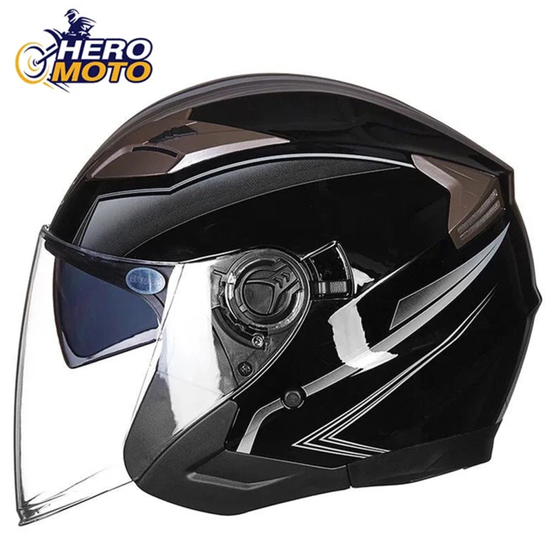 Half face motorcycle helmet with double visor – stylish protection for all seasons