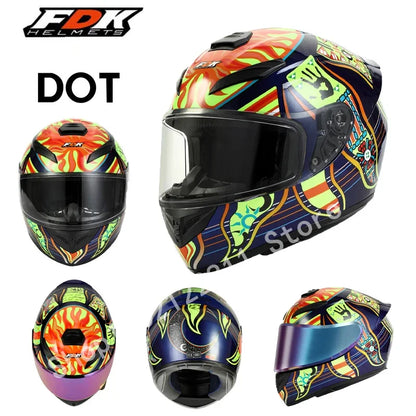 FDK Five Continents Motorcycle Helmet Full Face Racing Helmet DOT Approved Helmet Cascos De Moto off Road Motocross