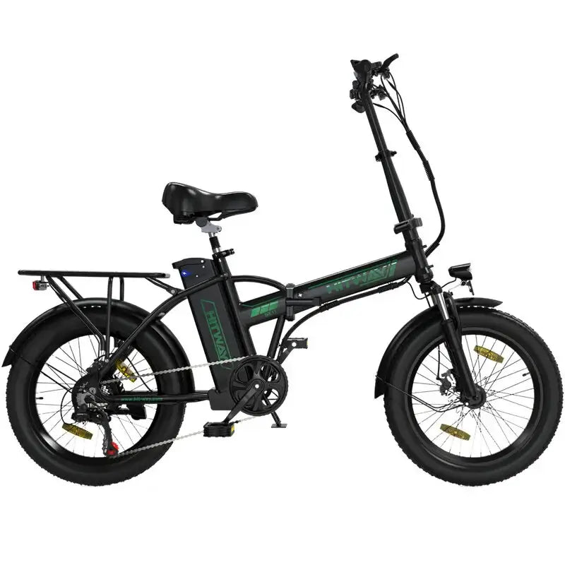 LavishApe HITWAY BK11 Klapprad E-Bike in Grün, seitliche Rückansicht, 7-Gang-Getriebe