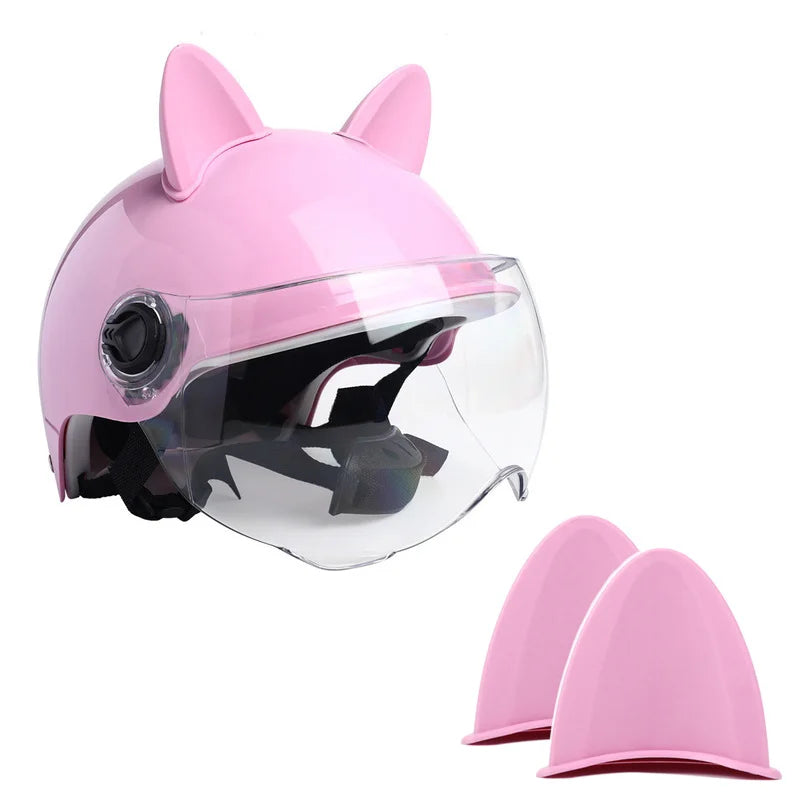 Cute Cat Ears Helmet Decoration Motorcycle Electric Car Helmet Styling Stickers Double-Sided Stickers Decor Helmet Accessories