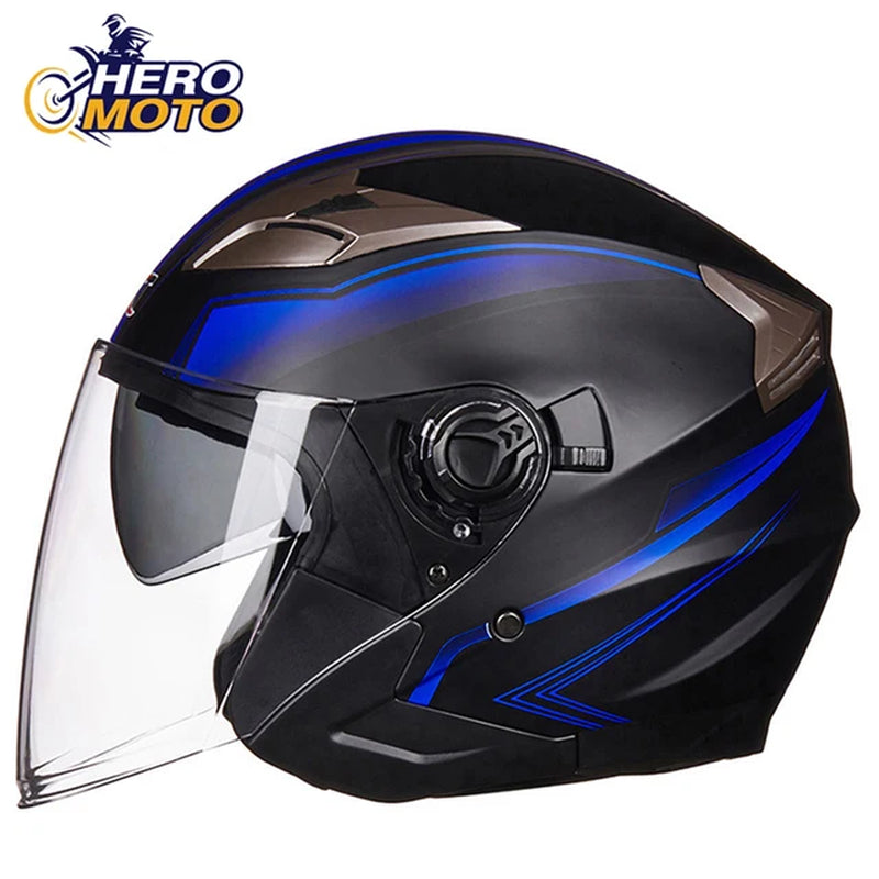 Half face motorcycle helmet with double visor – stylish protection for all seasons