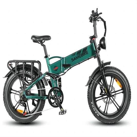 Seitenansicht des Samebike RS-A02 Offroad-E-Bikes in Grün