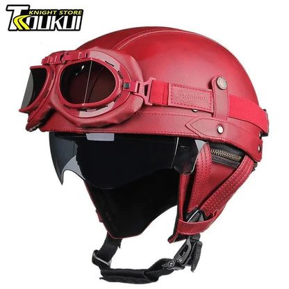 New Motorcycle Helmet Retro DOT Approved Moto Helmet German Vintage Half Helmet Casco Moto Equipment Cycling Helmet