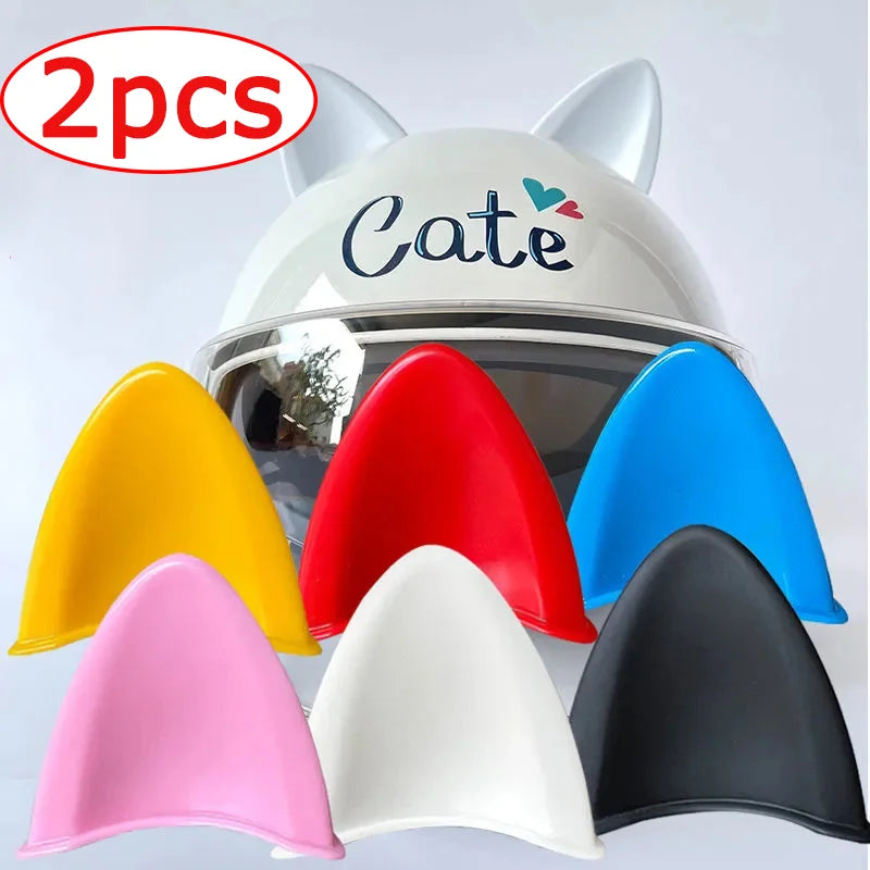 Cute Cat Ears Helmet Decoration Motorcycle Electric Car Helmet Styling Stickers Double-Sided Stickers Decor Helmet Accessories