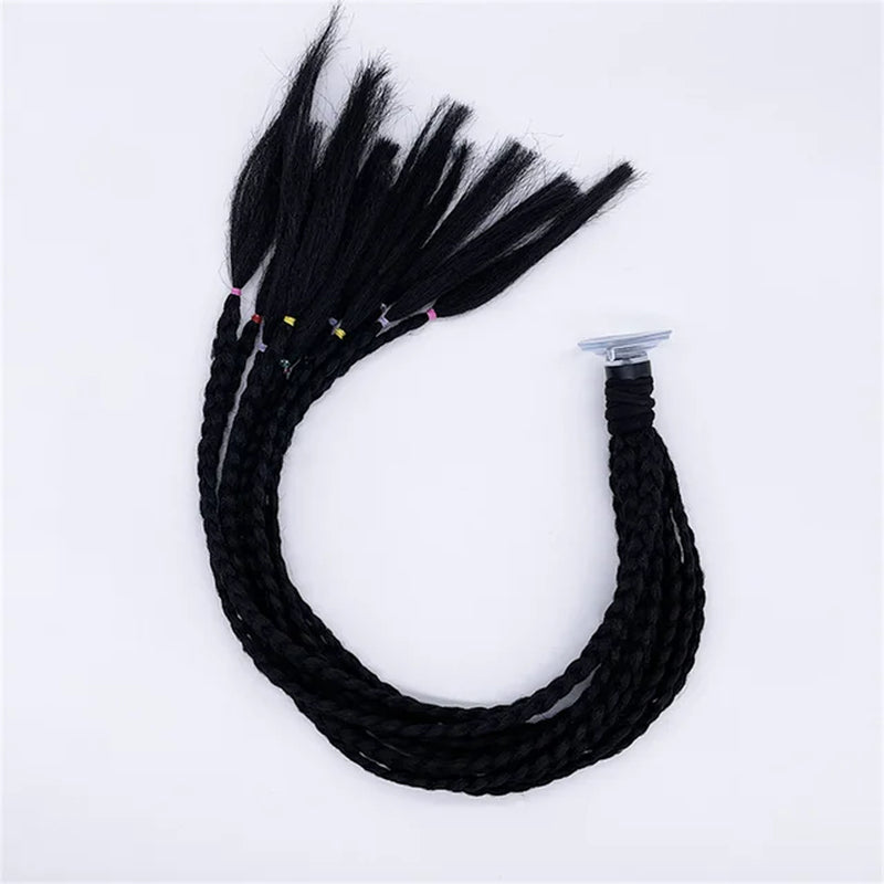 Helmet Braid Pigtails Ponytail Women Motorcycle Helmet Decoration Braid Ponytail Motorbike Pigtails Braids Ponytail with Sucker