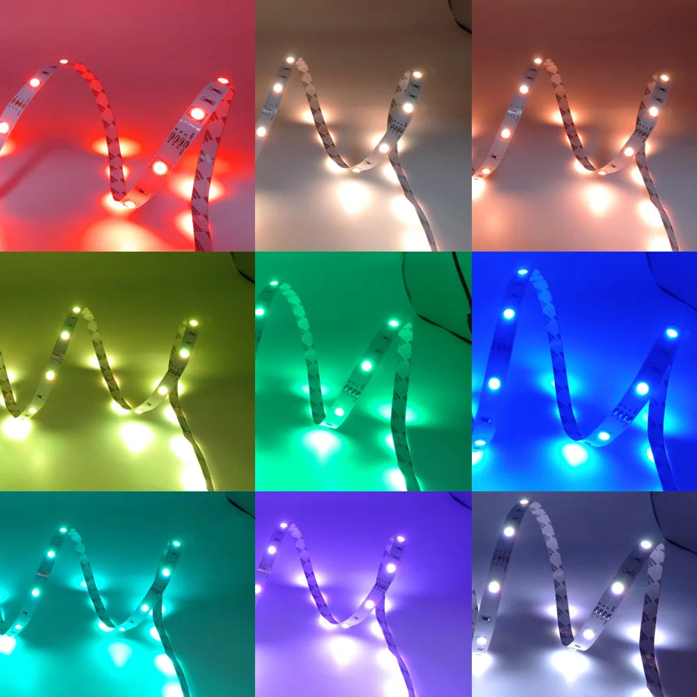 RGB-LED-Lichtstreifen in verschiedenen Farben, flexibel und anpassbar für Dekorationen.