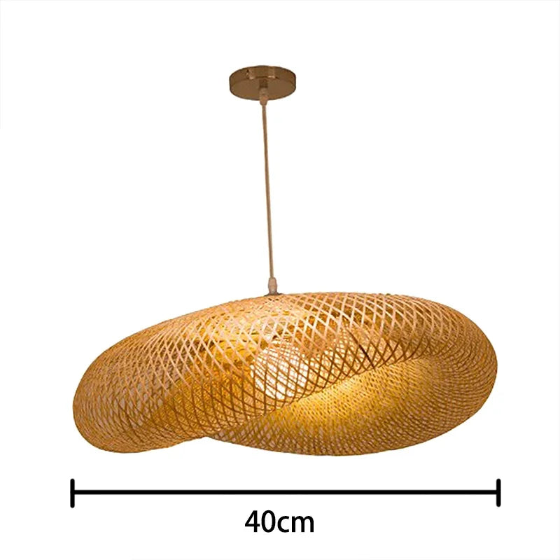 Japanischer Bambus-Kronleuchter „Vogel-Nest“-Design, handgewebte Pendelleuchte